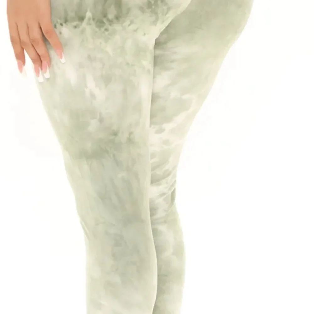 5/$50 Fashion Nova Sage Green Tie Dye Leggings Size Small